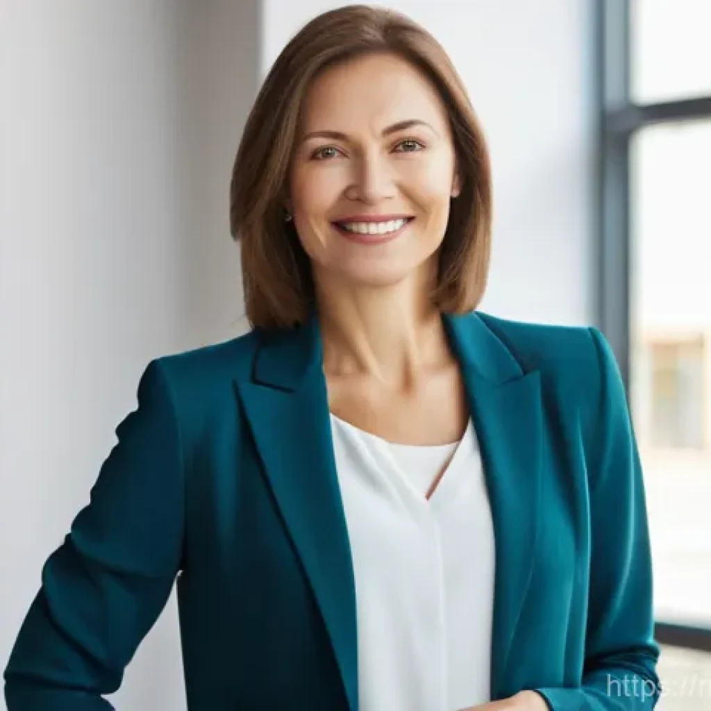 요가강사 경력 전환 사례 - A serene and confident Russian woman in her late 30s to early 40s, with a warm, encouraging smile, s...