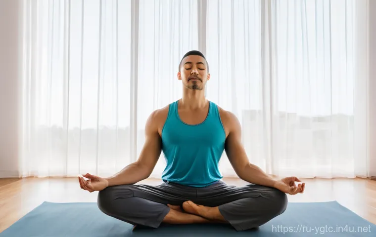 요가강사로서의 건강 관리 - **Prompt:** A serene and focused female yoga instructor, around 35 years old, engaged in her persona...